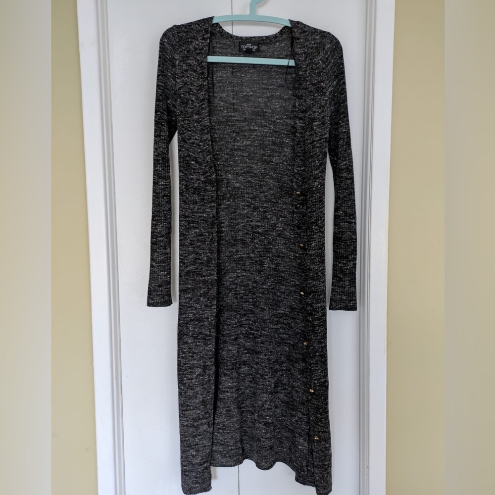 TOPSHOP Long Gray Knit Cardigan